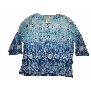 Alfred Dunnar Women's Ombre Blue Floral Blouse, NWT